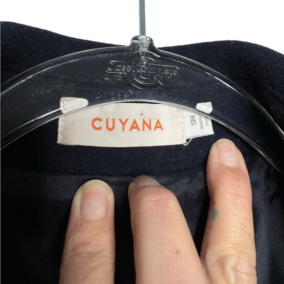 Cuyana | NWOT Cropped Wool Trench Coat Navy Small - Picture 4 of 10